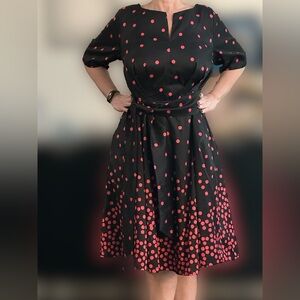 Eshakti Black dress w. Pink polka dot design dressy  w matching belt - 2X - 22W